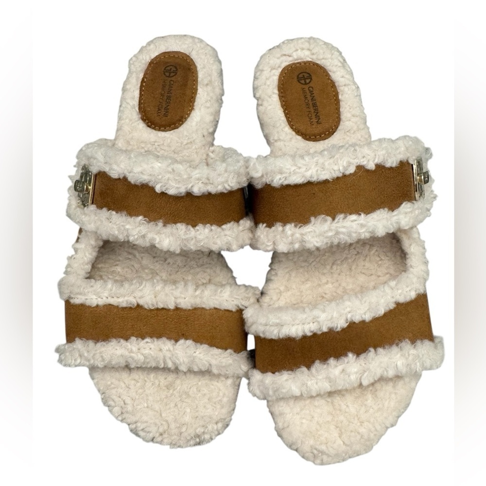 Giani Bernini Women's Tameenna Lug Sole Furry Memory Sole Sandals Brown Size 7 - Picture 3 of 10